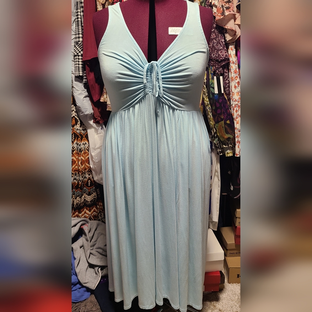torrid Light Blue Ruched Tie-Front Maxi Dress
